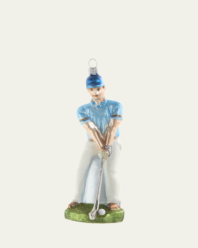 Golfer Glass Christmas Ornament